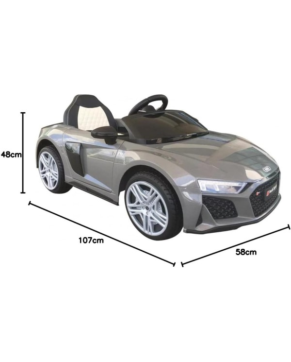 Auto Macchina Elettrica 12V NEW Audi R8 Spyder per Bambini Led MP3 con Telecomando Sedile in pelle Grigia|Toys Car