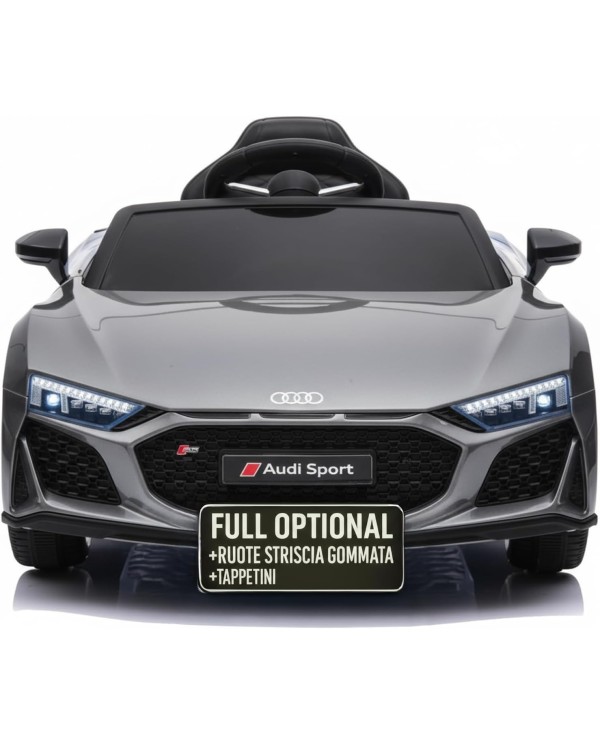 Auto Macchina Elettrica 12V NEW Audi R8 Spyder per Bambini Led MP3 con Telecomando Sedile in pelle Grigia|Toys Car
