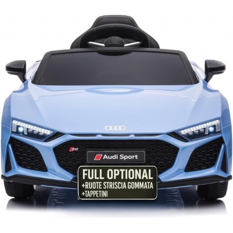Auto Macchina Elettrica 12V NEW Audi R8 Spyder per Bambini Led MP3 con Telecomando Sedile in pelle Blue