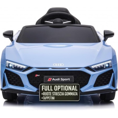 Auto Macchina Elettrica 12V NEW Audi R8 Spyder per Bambini Led MP3 con Telecomando Sedile in pelle Blue