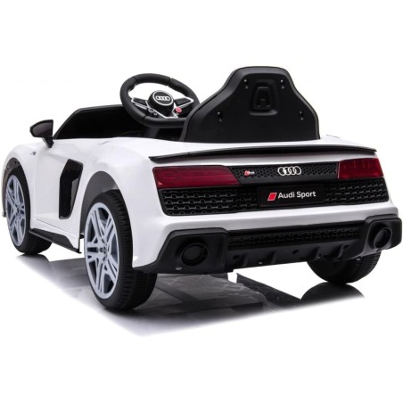 Auto Macchina Elettrica 12V NEW Audi R8 Spyder per Bambini Led MP3 con Telecomando Sedile in pelle Bianca
