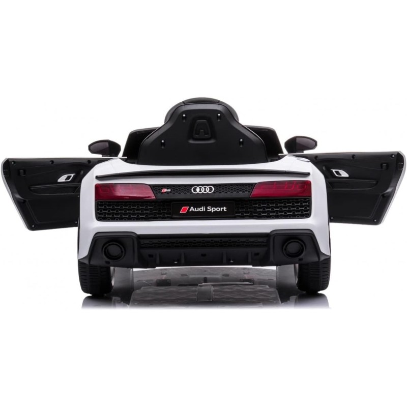 Auto Macchina Elettrica 12V NEW Audi R8 Spyder per Bambini Led MP3 con Telecomando Sedile in pelle Bianca
