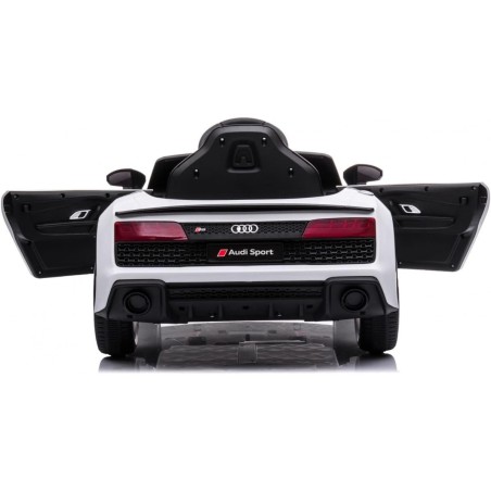 Auto Macchina Elettrica 12V NEW Audi R8 Spyder per Bambini Led MP3 con Telecomando Sedile in pelle Bianca