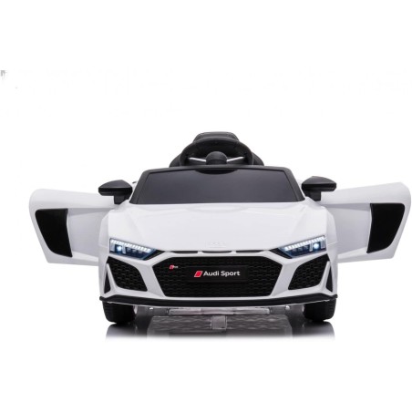 Auto Macchina Elettrica 12V NEW Audi R8 Spyder per Bambini Led MP3 con Telecomando Sedile in pelle Bianca