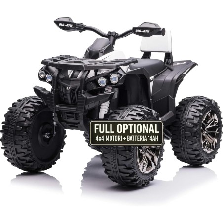 Super Quad Lander elettrico per Bambini 12V doppio motore Full optional con Ammortozzatori Bianco