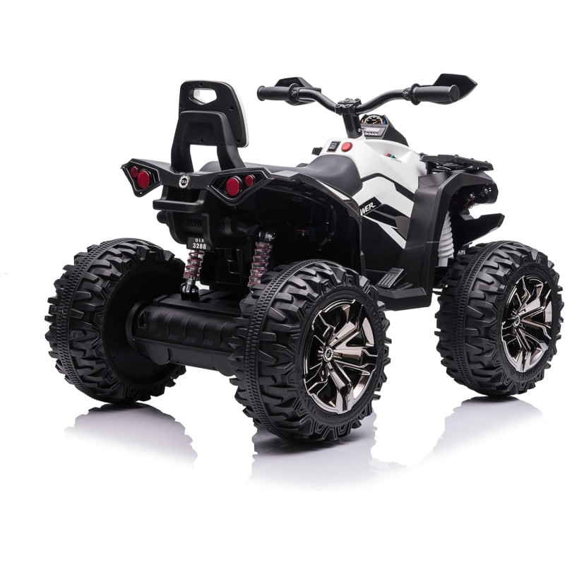 Super Quad Lander elettrico per Bambini 12V doppio motore Full optional con Ammortozzatori Bianco