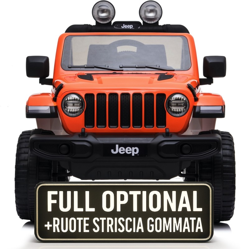 Auto Macchina Elettrica Jeep Wrangler Rubicon 12V per Bambini porte apribili Con telecomando Full accessori (Orange)