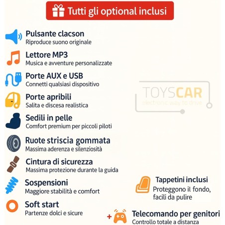 Auto elettrica bambini 12V Audi R8 con telecomando e MP3