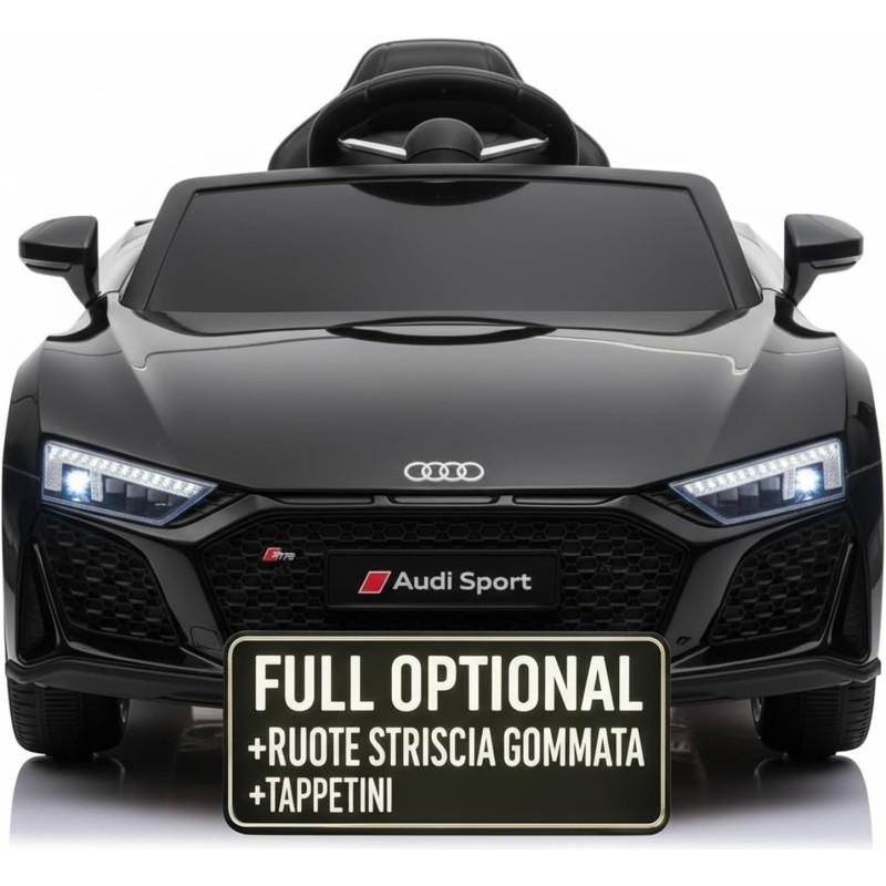Auto Macchina Elettrica 12V NEW Audi R8 Spyder per Bambini Led MP3 con Telecomando Sedile in pelle Nera