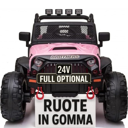 Auto Macchina Elettrica Fuoristrada Big Adventure 24V rose per Bambini 2 Posti Full Optional sedile in pelle telecomando porte a