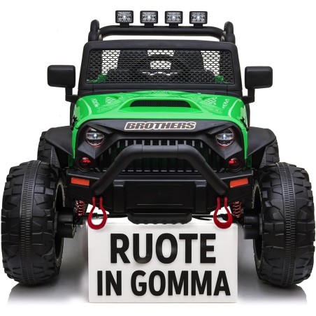 Auto Macchina Elettrica Fuoristrada Big Adventure 24V Verde per Bambini 2 RUOTE IN GOMMA Posti Full Optional sedile in pelle|Toys Car