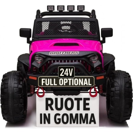 Auto Macchina Elettrica Fuoristrada Big Adventure 24V Rosa per Bambini 2 Posti Full Optional sedile in pelle telecomando porte a