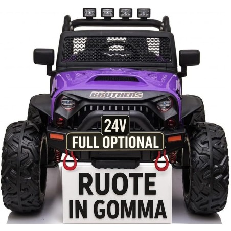 Auto Macchina Elettrica Fuoristrada Big Adventure 24V Viola per Bambini 2 Posti Full Optional sedile in pelle telecomando porte 
