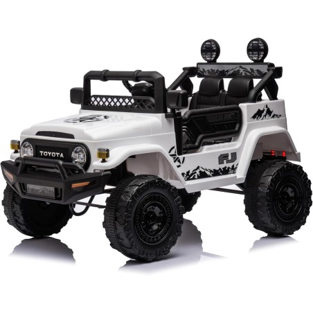 Auto Macchina Elettrica Jeep Toyota Fj Cruiser 12V Ruote in Gomma Full Optional Sedile Pelle Porte Apribili Telecomando Bianca