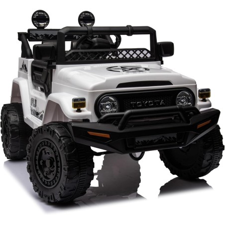 Auto Macchina Elettrica Jeep Toyota Fj Cruiser 12V Ruote in Gomma Full Optional Sedile Pelle Porte Apribili Telecomando Bianca