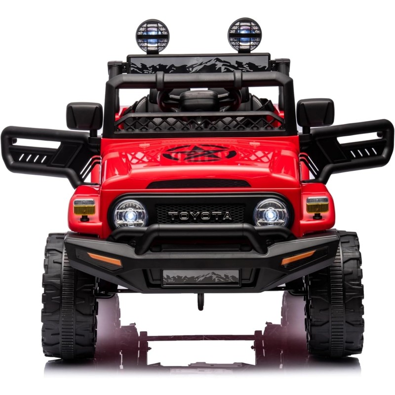 Auto Macchina Elettrica Jeep Toyota Fj Cruiser 12V Ruote in Gomma Full Optional Sedile Pelle Porte Apribili Telecomando Rossa