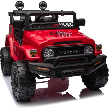Auto Macchina Elettrica Jeep Toyota Fj Cruiser 12V Ruote in Gomma Full Optional Sedile Pelle Porte Apribili Telecomando Rossa
