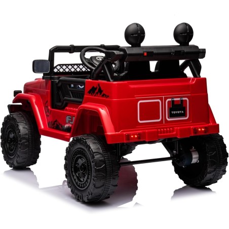 Auto Macchina Elettrica Jeep Toyota Fj Cruiser 12V Ruote in Gomma Full Optional Sedile Pelle Porte Apribili Telecomando Rossa