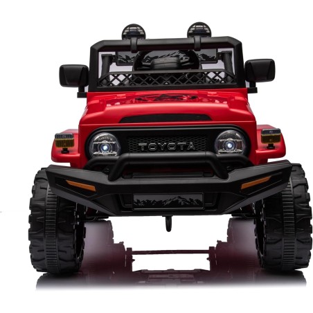 Auto Macchina Elettrica Jeep Toyota Fj Cruiser 12V Ruote in Gomma Full Optional Sedile Pelle Porte Apribili Telecomando Rossa