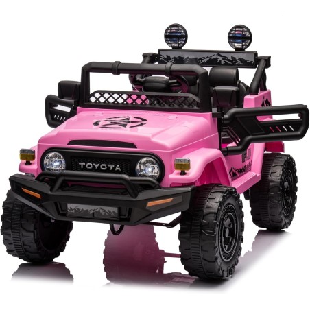 Auto Macchina Elettrica Jeep Toyota Fj Cruiser 12V Ruote in Gomma Full Optional Sedile Pelle Porte Apribili Telecomando Rosa