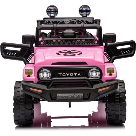 Auto Macchina Elettrica Jeep Toyota Fj Cruiser 12V Ruote in Gomma Full Optional Sedile Pelle Porte Apribili Telecomando Rosa