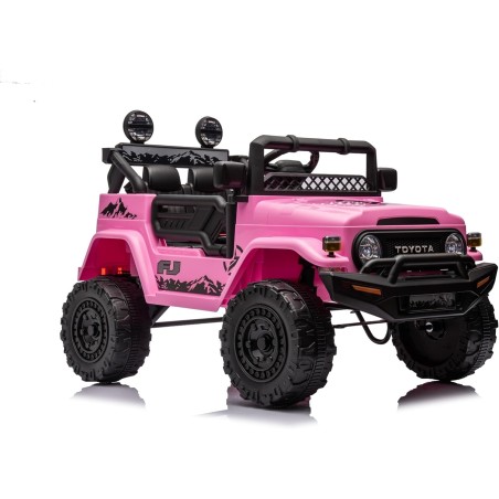 Auto Macchina Elettrica Jeep Toyota Fj Cruiser 12V Ruote in Gomma Full Optional Sedile Pelle Porte Apribili Telecomando Rosa