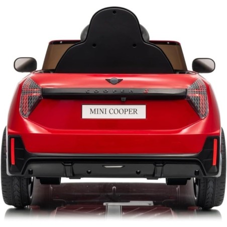 Auto Elettrica per Bambini Mini Cooper S Cabrio 12V Full Optional Sedile in Pelle Porte Apribili Telecomando Tappetino (Rossa) 