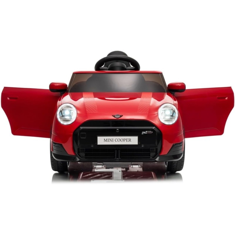 Auto Elettrica per Bambini Mini Cooper S Cabrio 12V Full Optional Sedile in Pelle Porte Apribili Telecomando Tappetino (Rossa) 