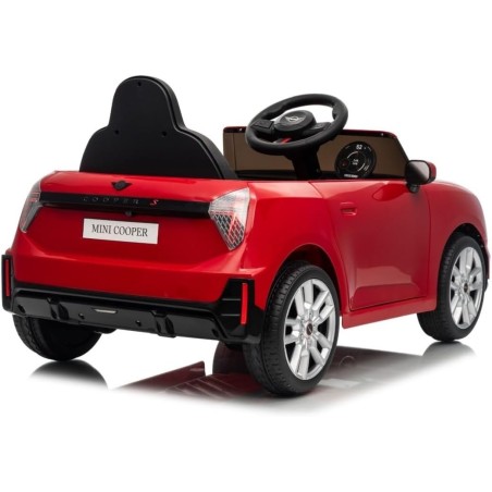 Auto Elettrica per Bambini Mini Cooper S Cabrio 12V Full Optional Sedile in Pelle Porte Apribili Telecomando Tappetino (Rossa) 