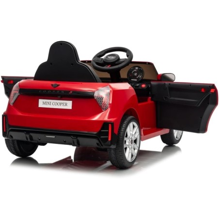 Auto Elettrica per Bambini Mini Cooper S Cabrio 12V Full Optional Sedile in Pelle Porte Apribili Telecomando Tappetino (Rossa) 