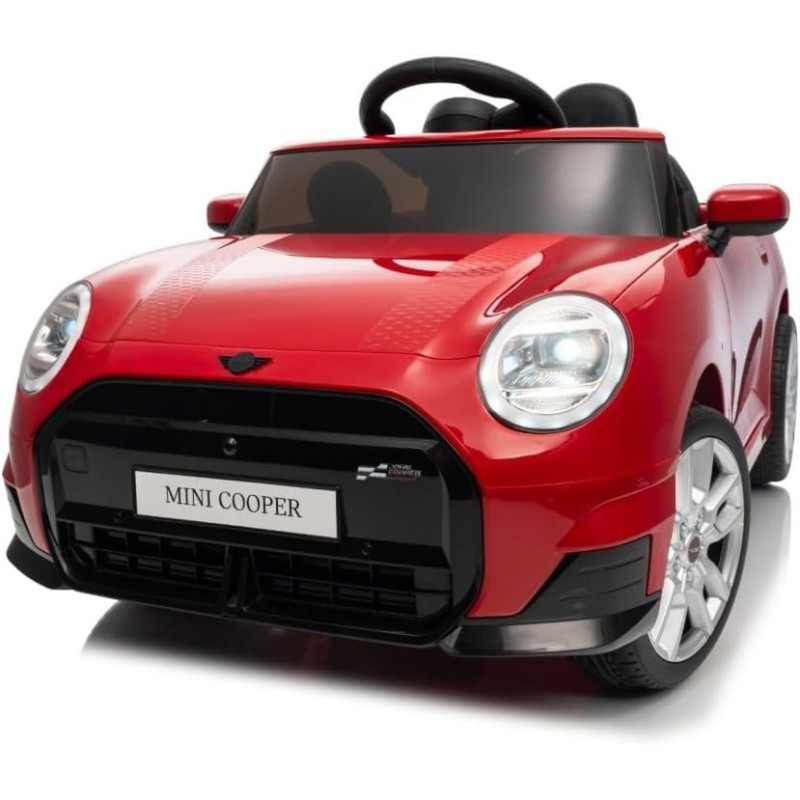 Auto Elettrica per Bambini Mini Cooper S Cabrio 12V Full Optional Sedile in Pelle Porte Apribili Telecomando Tappetino (Rossa) 