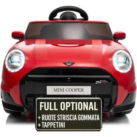 Auto Elettrica per Bambini Mini Cooper S Cabrio 12V Full Optional Sedile in Pelle Porte Apribili Telecomando Tappetino (Rossa) 