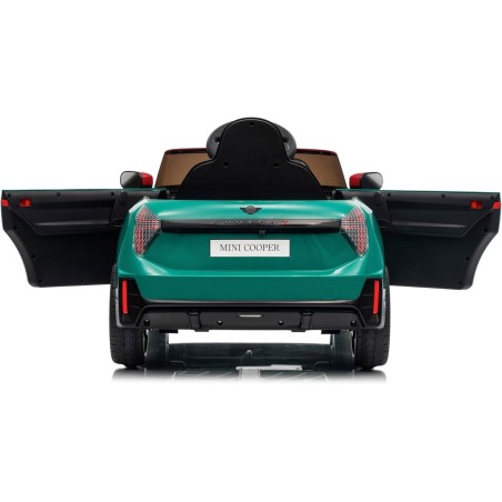 Auto Elettrica per Bambini Mini Cooper S Cabrio 12V Full Optional Sedile in Pelle Porte Apribili Telecomando Tappetino (Verde) 