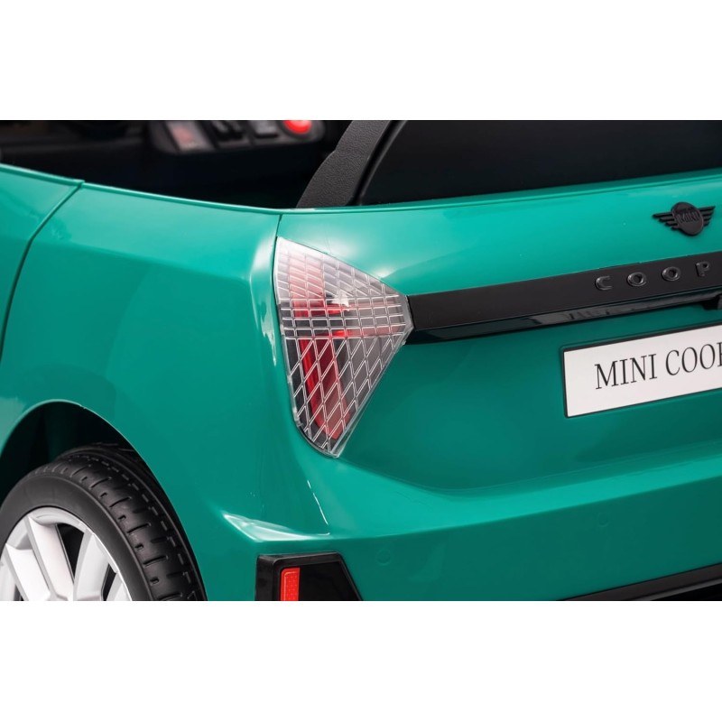 Auto Elettrica per Bambini Mini Cooper S Cabrio 12V Full Optional Sedile in Pelle Porte Apribili Telecomando Tappetino (Verde) 