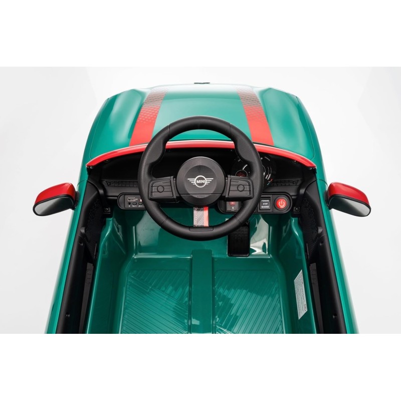 Auto Elettrica per Bambini Mini Cooper S Cabrio 12V Full Optional Sedile in Pelle Porte Apribili Telecomando Tappetino (Verde) 