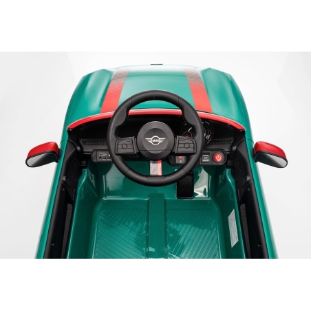 Auto Elettrica per Bambini Mini Cooper S Cabrio 12V Full Optional Sedile in Pelle Porte Apribili Telecomando Tappetino (Verde) 