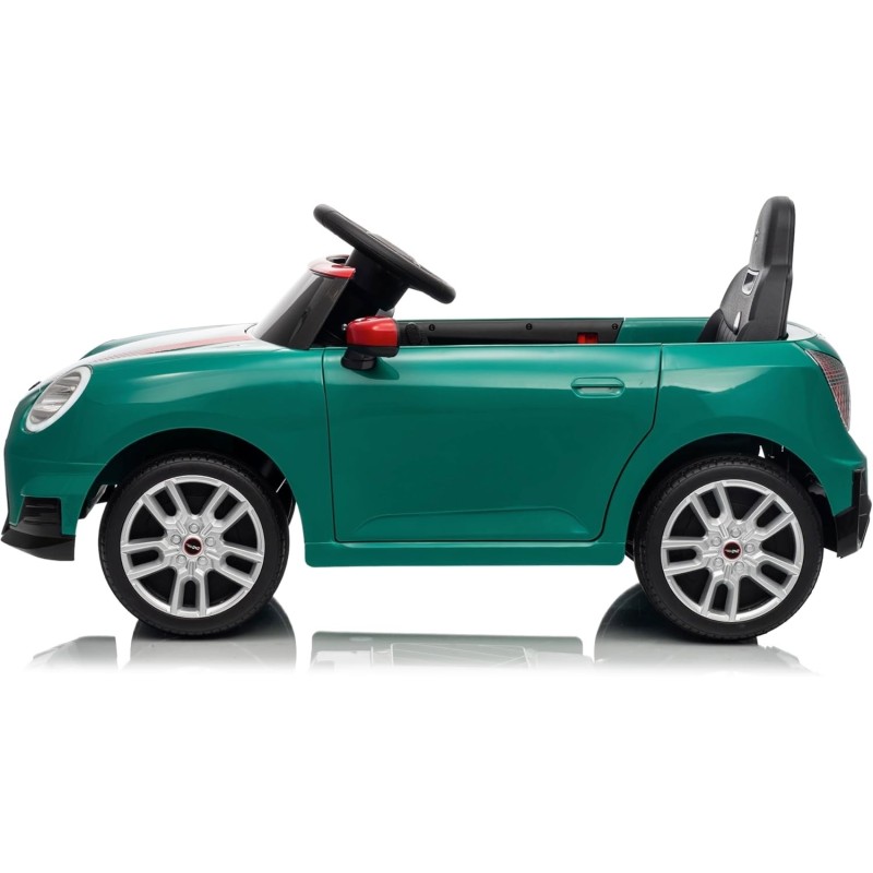 Auto Elettrica per Bambini Mini Cooper S Cabrio 12V Full Optional Sedile in Pelle Porte Apribili Telecomando Tappetino (Verde) 
