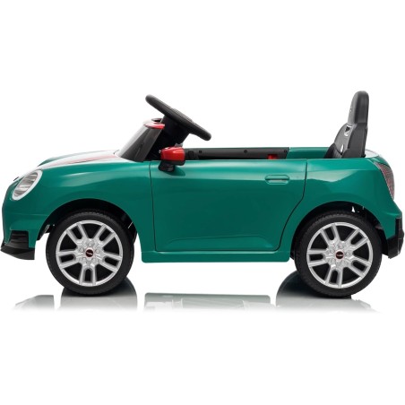 Auto Elettrica per Bambini Mini Cooper S Cabrio 12V Full Optional Sedile in Pelle Porte Apribili Telecomando Tappetino (Verde) 
