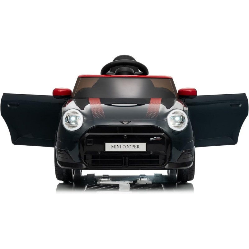 Auto Elettrica per Bambini Mini Cooper S Cabrio 12V Full Optional Sedile in Pelle Porte Apribili Telecomando Tappetino (nero) 