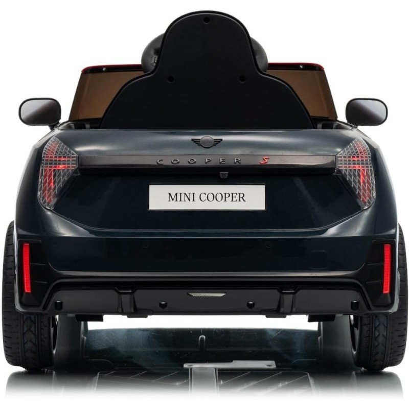 Auto Elettrica per Bambini Mini Cooper S Cabrio 12V Full Optional Sedile in Pelle Porte Apribili Telecomando Tappetino (nero) 