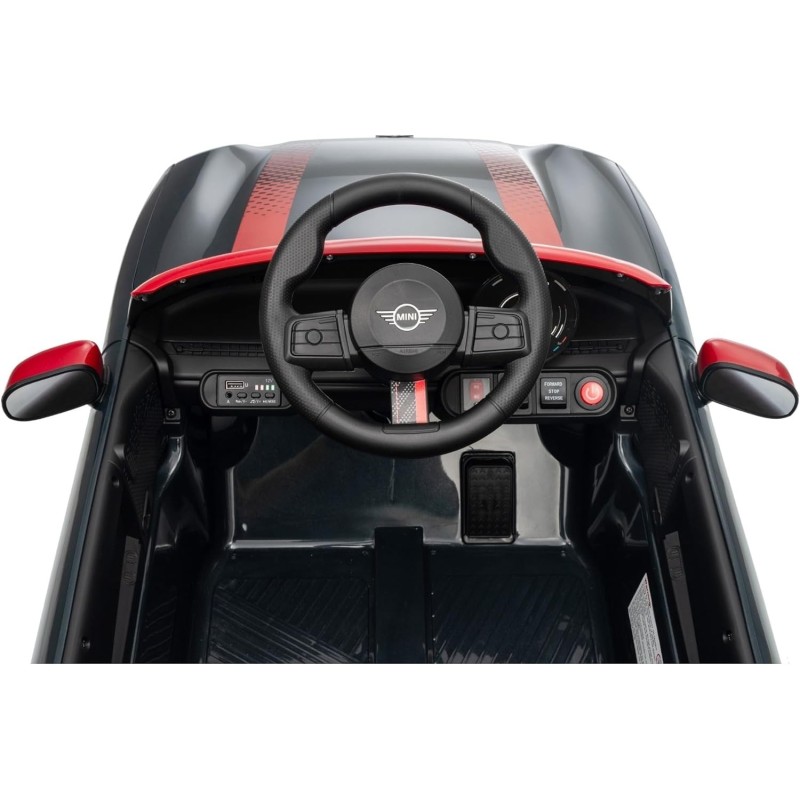 Auto Elettrica per Bambini Mini Cooper S Cabrio 12V Full Optional Sedile in Pelle Porte Apribili Telecomando Tappetino (nero) 