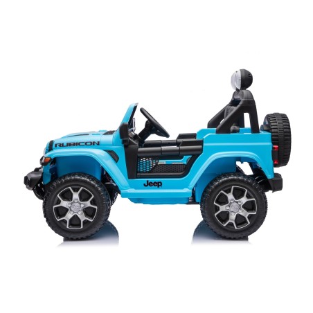 Auto Macchina Elettrica Jeep Wrangler Rubicon 12V per Bambini porte apribili Con telecomando Full accessori (Blu Sky)