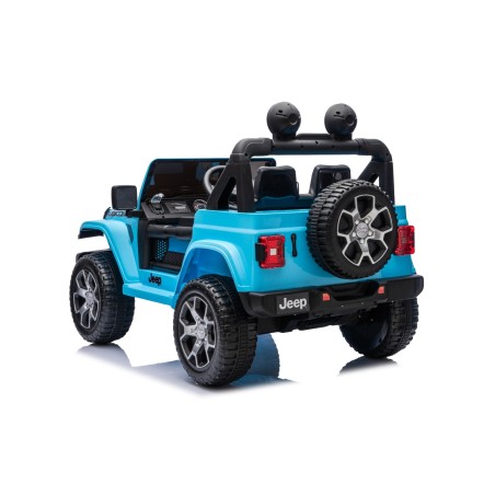 Auto Macchina Elettrica Jeep Wrangler Rubicon 12V per Bambini porte apribili Con telecomando Full accessori (Blu Sky)