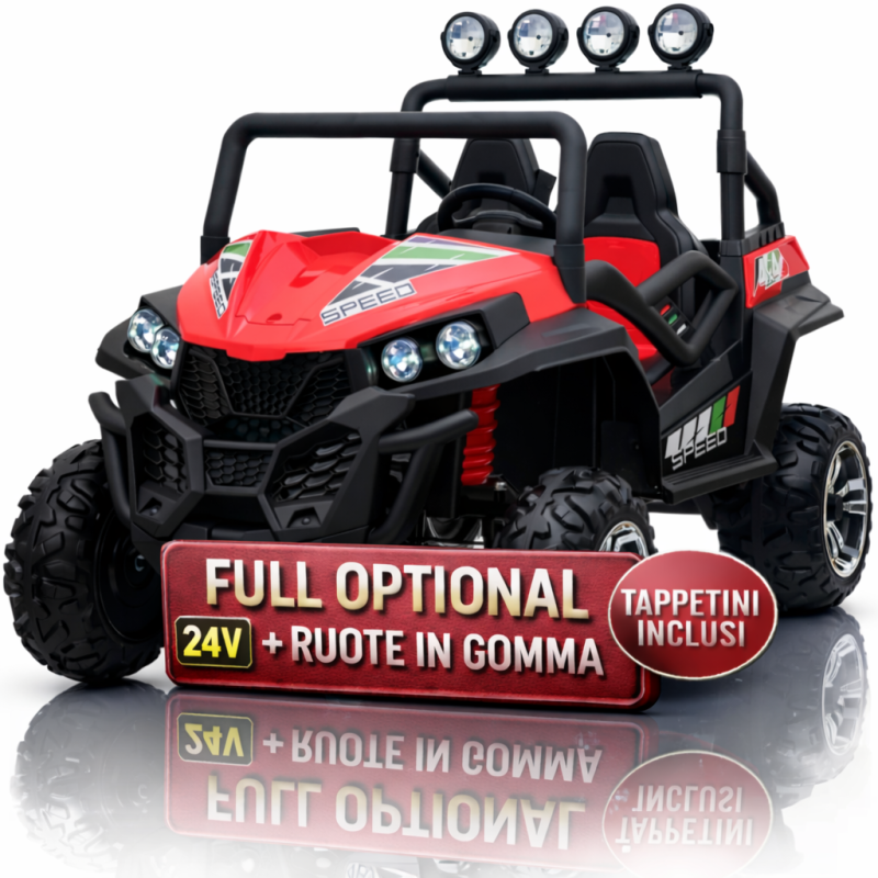 Auto Macchina Elettrica New Polar 24V per Bambini 2 Posti Full Optional Sedile Regolabile E telecomando (Rossa)