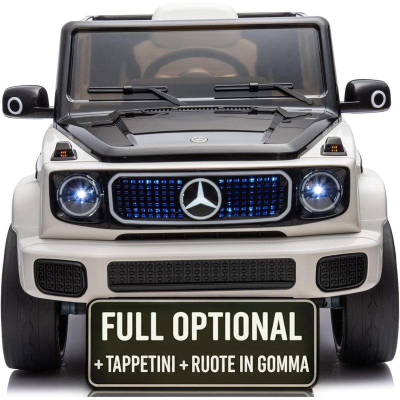 Auto Elettrica per Bambini  Mercedes EQG 63 Concept 12V Ruote in Gomma Full Optional Sedile Pelle Porte Apribili Telecomando Bia
