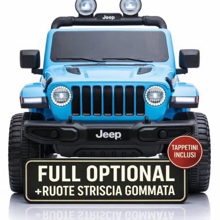 Auto Macchina Elettrica Jeep Wrangler Rubicon 12V per Bambini porte apribili Con telecomando Full accessori (Blu Sky)