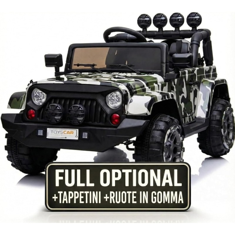 Auto Macchina Elettrica per Bambini Fuoristrada Army 12V MP3 Led con Telecomando Full Optional