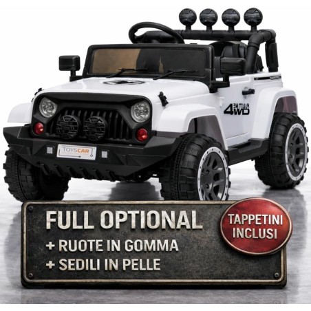Auto Macchina Elettrica per Bambini Fuoristrada Bianca 12V MP3 Led con Telecomando Full Optional Sedili in Pelle