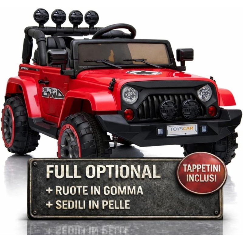 Auto Macchina Elettrica per Bambini Fuoristrada Adventure 12V MP3 Led con Telecomando Full Optional Sedili in Pelle