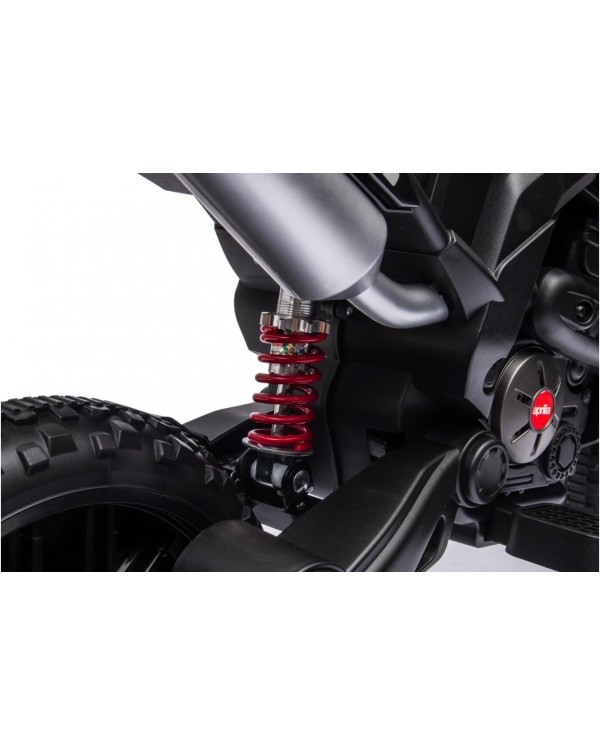 Moto Elettrica Bambini Aprilia RX 12V Cross SEDILI IN PELLE Luci Led BLUETOOTH Sospensioni A Molla Rosso